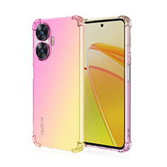 Realme Narzo N55用極薄ソフトケース グラデーション 勾配色 クリア透明 Realme ピンク