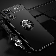 Realme Q2 5G用極薄ソフトケース シリコンケース 耐衝撃 全面保護 アンド指輪 マグネット式 バンパー Realme ブラック