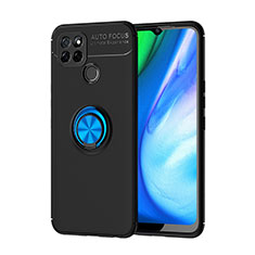 Realme Q2i 5G用極薄ソフトケース シリコンケース 耐衝撃 全面保護 アンド指輪 マグネット式 バンパー SD1 Realme ネイビー・ブラック