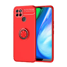 Realme Q2i 5G用極薄ソフトケース シリコンケース 耐衝撃 全面保護 アンド指輪 マグネット式 バンパー SD1 Realme レッド