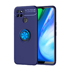 Realme Q2i 5G用極薄ソフトケース シリコンケース 耐衝撃 全面保護 アンド指輪 マグネット式 バンパー SD1 Realme ネイビー