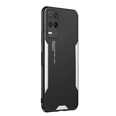 Realme Q3 5G用ケース 高級感 手触り良い アルミメタル 製の金属製 兼シリコン カバー PB2 Realme シルバー