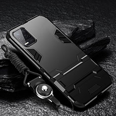 Realme Q3 5G用ハイブリットバンパーケース スタンド プラスチック 兼シリコーン カバー R01 Realme ブラック