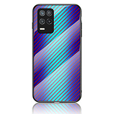 Realme Q3 5G用ハイブリットバンパーケース プラスチック 鏡面 虹 グラデーション 勾配色 カバー LS2 Realme ネイビー