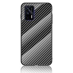 Realme Q3 Pro 5G用ハイブリットバンパーケース プラスチック 鏡面 虹 グラデーション 勾配色 カバー LS2 Realme ブラック