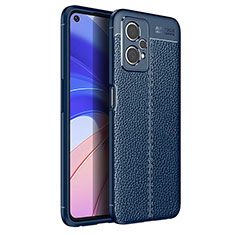 Realme Q5 5G用シリコンケース ソフトタッチラバー レザー柄 カバー Realme ネイビー