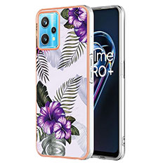 Realme Q5 5G用シリコンケース ソフトタッチラバー バタフライ パターン カバー Y03B Realme パープル