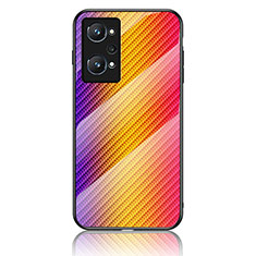 Realme Q5 Pro 5G用ハイブリットバンパーケース プラスチック 鏡面 虹 グラデーション 勾配色 カバー LS2 Realme オレンジ