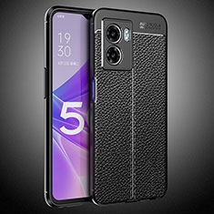 Realme Q5i 5G用シリコンケース ソフトタッチラバー レザー柄 カバー S02 Realme ブラック