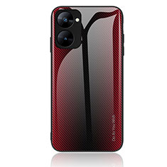 Realme Q5x 5G用ハイブリットバンパーケース プラスチック 鏡面 虹 グラデーション 勾配色 カバー JM1 Realme レッド