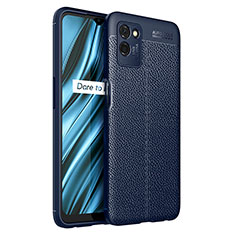 Realme V11 5G用シリコンケース ソフトタッチラバー レザー柄 カバー WL1 Realme ネイビー