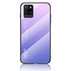 Realme V11s 5G用ハイブリットバンパーケース プラスチック 鏡面 虹 グラデーション 勾配色 カバー LS1 Realme ラベンダー