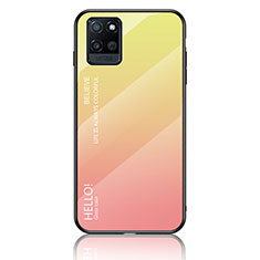 Realme V11s 5G用ハイブリットバンパーケース プラスチック 鏡面 虹 グラデーション 勾配色 カバー LS1 Realme イエロー