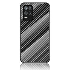 Realme V13 5G用ハイブリットバンパーケース プラスチック 鏡面 虹 グラデーション 勾配色 カバー LS2 Realme ブラック