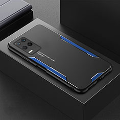 Realme V13 5G用ケース 高級感 手触り良い アルミメタル 製の金属製 兼シリコン カバー PB1 Realme ネイビー