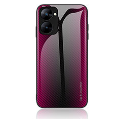 Realme V20 5G用ハイブリットバンパーケース プラスチック 鏡面 虹 グラデーション 勾配色 カバー JM1 Realme ローズレッド