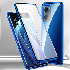 Realme V23i 5G用ケース 高級感 手触り良い アルミメタル 製の金属製 360度 フルカバーバンパー 鏡面 カバー P01 Realme ネイビー