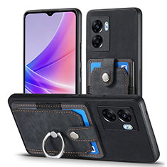 Realme V23i 5G用シリコンケース ソフトタッチラバー レザー柄 カバー SD2 Realme ブラック