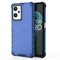 Realme V25 5G用360度 フルカバー ハイブリットバンパーケース クリア透明 プラスチック カバー AM3 Realme ネイビー