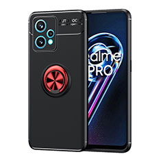 Realme V25 5G用極薄ソフトケース シリコンケース 耐衝撃 全面保護 アンド指輪 マグネット式 バンパー SD2 Realme レッド・ブラック