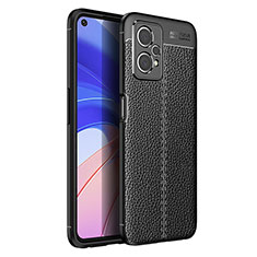 Realme V25 5G用シリコンケース ソフトタッチラバー レザー柄 カバー Realme ブラック