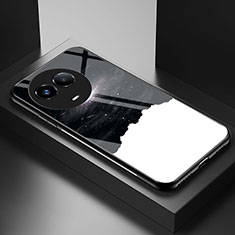Realme V50 5G用ハイブリットバンパーケース プラスチック パターン 鏡面 カバー LS1 Realme ブラック