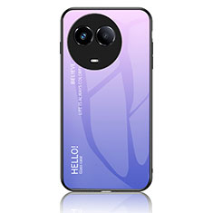 Realme V50s 5G用ハイブリットバンパーケース プラスチック 鏡面 虹 グラデーション 勾配色 カバー LS1 Realme ラベンダー