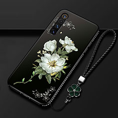 Realme X50 5G用シリコンケース ソフトタッチラバー 花 カバー S01 Realme ホワイト