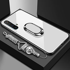 Realme X50m 5G用ハイブリットバンパーケース プラスチック 鏡面 カバー アンド指輪 マグネット式 Realme ホワイト