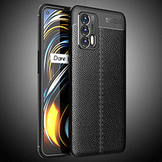 Realme X7 Max 5G用シリコンケース ソフトタッチラバー レザー柄 カバー WL2 Realme ブラック