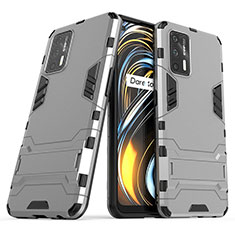 Realme X7 Max 5G用ハイブリットバンパーケース スタンド プラスチック 兼シリコーン カバー Realme グレー