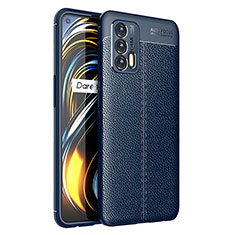 Realme X7 Max 5G用シリコンケース ソフトタッチラバー レザー柄 カバー Realme ネイビー