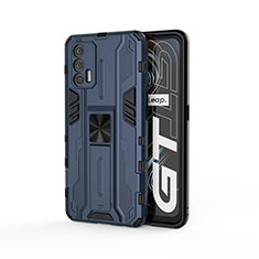 Realme X7 Max 5G用ハイブリットバンパーケース スタンド プラスチック 兼シリコーン カバー マグネット式 KC1 Realme ネイビー