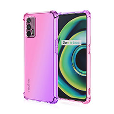 Realme X7 Max 5G用極薄ソフトケース グラデーション 勾配色 クリア透明 Realme ローズレッド