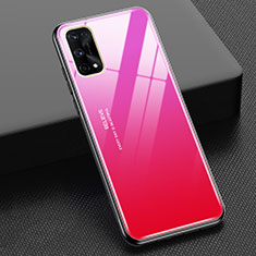 Realme X7 Pro 5G用ハイブリットバンパーケース プラスチック 鏡面 虹 グラデーション 勾配色 カバー Realme レッド