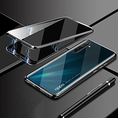 Realme XT用ケース 高級感 手触り良い アルミメタル 製の金属製 360度 フルカバーバンパー 鏡面 カバー M02 Realme ブラック