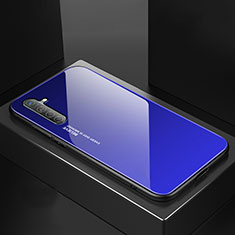 Realme XT用ハイブリットバンパーケース プラスチック 鏡面 虹 グラデーション 勾配色 カバー Realme ネイビー