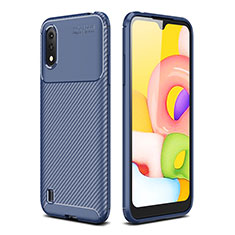 Samsung Galaxy A01 SM-A015用シリコンケース ソフトタッチラバー ツイル カバー サムスン ネイビー