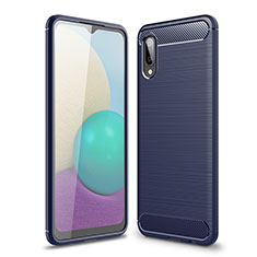 Samsung Galaxy A02用シリコンケース ソフトタッチラバー ライン カバー サムスン ネイビー