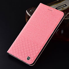 Samsung Galaxy A02s用手帳型 布 スタンド H21P サムスン ピンク