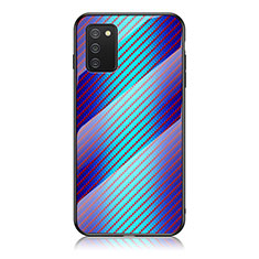 Samsung Galaxy A02s用ハイブリットバンパーケース プラスチック 鏡面 虹 グラデーション 勾配色 カバー LS2 サムスン ネイビー
