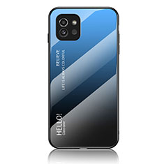 Samsung Galaxy A03用ハイブリットバンパーケース プラスチック 鏡面 虹 グラデーション 勾配色 カバー LS1 サムスン ネイビー