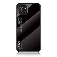 Samsung Galaxy A03用ハイブリットバンパーケース プラスチック 鏡面 虹 グラデーション 勾配色 カバー LS1 サムスン ブラック