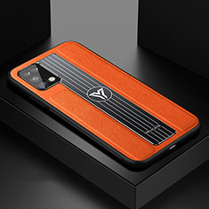 Samsung Galaxy A03s用シリコンケース ソフトタッチラバー レザー柄 カバー FL1 サムスン オレンジ