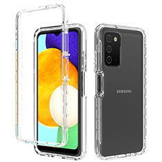 Samsung Galaxy A03s用前面と背面 360度 フルカバー 極薄ソフトケース シリコンケース 耐衝撃 全面保護 バンパー 勾配色 透明 サムスン クリア