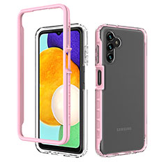 Samsung Galaxy A04s用360度 フルカバー ハイブリットバンパーケース クリア透明 プラスチック カバー ZJ1 サムスン ピンク