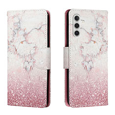 Samsung Galaxy A04s用手帳型 レザーケース スタンド パターン カバー H01X サムスン ピンク