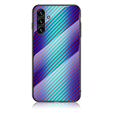 Samsung Galaxy A04s用ハイブリットバンパーケース プラスチック 鏡面 虹 グラデーション 勾配色 カバー LS2 サムスン ネイビー