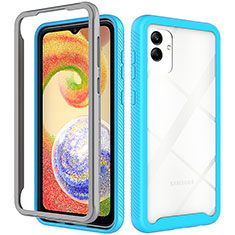 Samsung Galaxy A05用360度 フルカバー ハイブリットバンパーケース クリア透明 プラスチック カバー ZJ1 サムスン ブルー