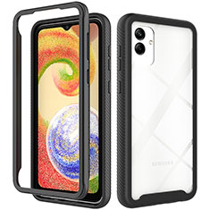 Samsung Galaxy A05用360度 フルカバー ハイブリットバンパーケース クリア透明 プラスチック カバー ZJ1 サムスン ブラック